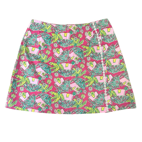Lilly Pulitzer Pink Tropical Print Braided Detail Skirt - Picture 1 of 6